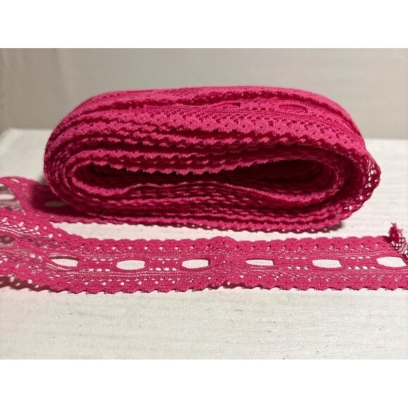 Vintage Pink Lace Trim 1 Inch Wide 5.8 Yards Crochet Style Sewing Crafting Mater - Picture 5 of 5